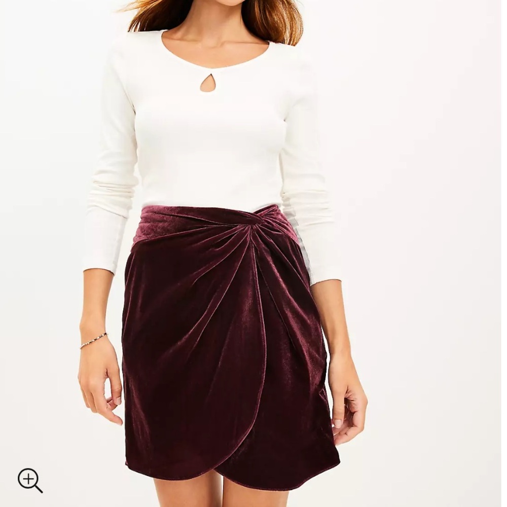 LOFT Velvet Twist Shift Skirt